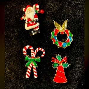 (4) Christmas Themed Brooches